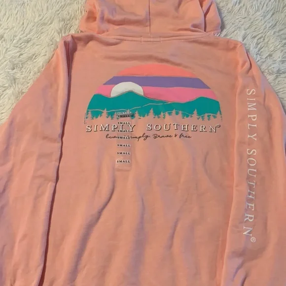 SIMPLY SOUTHERN SUNSET MOUNTAINS PULLOVER HOODIE LONG SLEEVE T-SHIRT - Picture 4 of 4